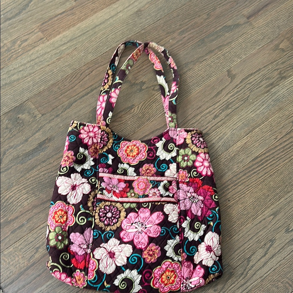 Vera Bradley Pink and Brown Tote Bag Floral Design